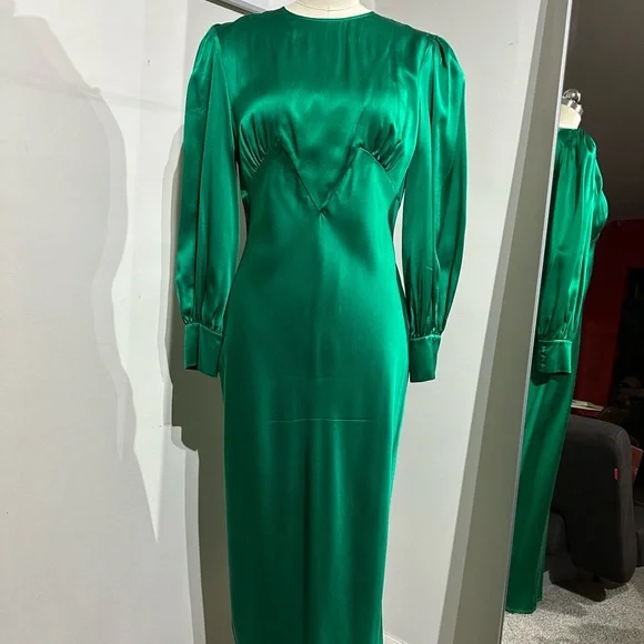 400$ Olivia Von Halle SILK MID-LENGTH DRESS SIZE XS - Picture 1 of 12